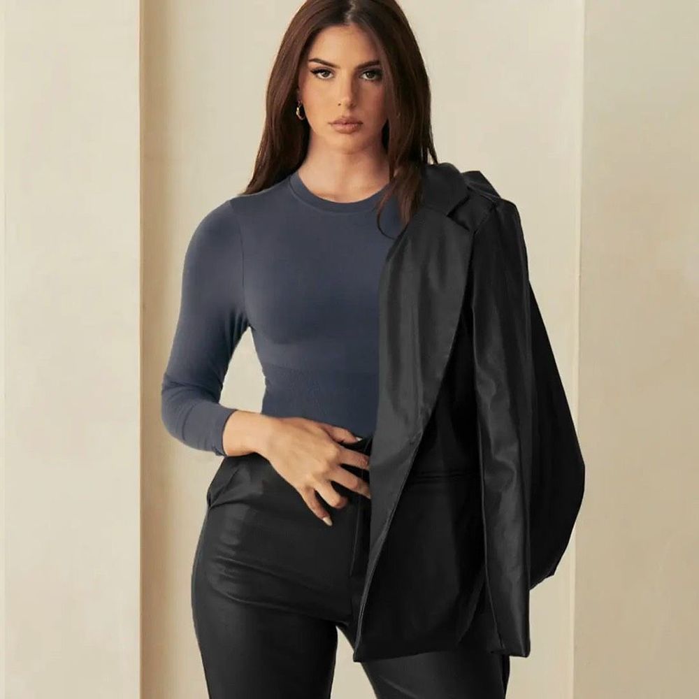 New Pinsy Long Sleeve Butter Sculpt™ Seamless Shapewear Bodysuit Grey - Picture 6 of 10
